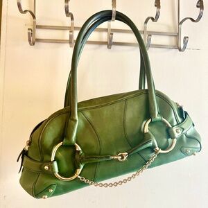 Gucci Vintage Green Horsebit Leather Bag